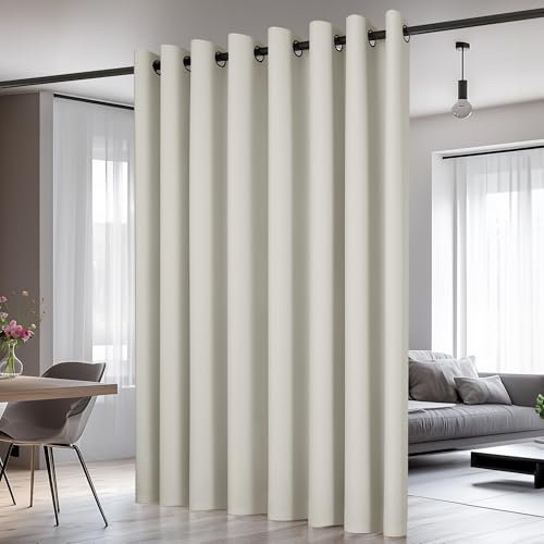 Deconovo Rideaux Occultants Isolant Thermique Anti Froid, 254x214 CM (Largeur x Hauteur), Rideaux pour Salon et Chambre, Design Moderne à Oeillets, Beige, 1Pièces