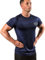 Satire Gym - Sportshirt Herren Kurzarm - Sport Shirt Männer - Slim Fit T-Shirt als Activewear Funktionsshirt für Fitness, Laufen, Bodybuilding (Navy Blue Meliert, XXL)