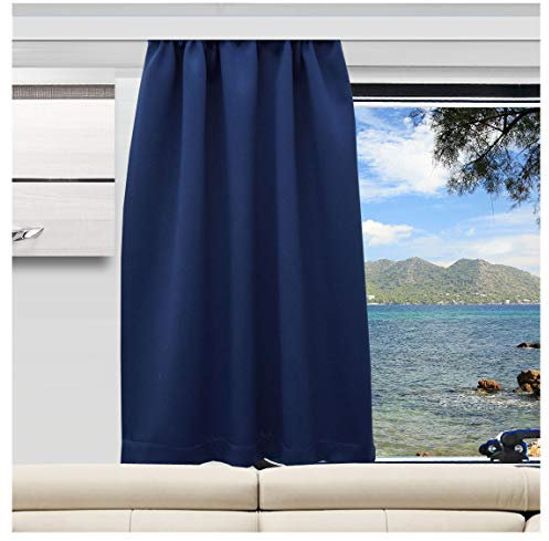 SeGaTeX home fashion Wohnmobil Caravan-Vorhang Mattis blau Verdunklungsdeko Wohnwagengardine mit Reihband (Höhe & Breite nach Maß)