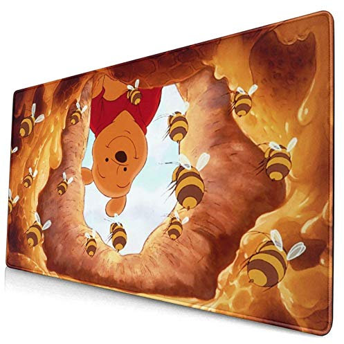 Gaming Mauspad, Große Mausmatte Cartoon Honig Winnie POOH Rutschfeste Gummi Base, wasserdichte und faltbare Matte Tastatur Mousepad, Schreibtischmatte, für Desktop, Laptop, Tastatur Mehr (15.8x29.5x0.