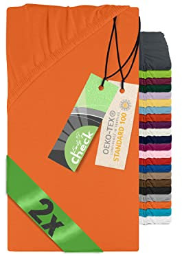 Emily´s Check 2er-Pack Spannbettlaken für Kinder- und Babybettmatratzen 1493.2123, 70 x 140 cm, terrakotta