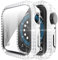 Miimall Funda para Apple Watch Series 6/5/4/SE 40mm 44mm Diamantes de Imitación Protección Completo PC Cover con Protector de Pantalla Cristal Templado Case para iWatch 40mm Blanco + Plata