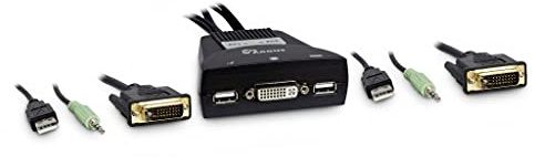 Inter-Tech KVM-LS-21DA DVI 2-Port KVM-Switch mit automatischem Audioumschalter für den Desktopbereich Kabel-Switch