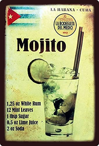 Metall Schild 20x30cm Mojito Rezept Karte Havana Cuba Blechschild Vintage
