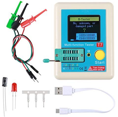 LCR-T7 Transistor-Tester, multifunktionaler TFT Transistor-Tester mit One-Key-Bedienung, grafisches Display, automatische Abschaltung für Dioden-Trioden-Kondensatorwiderstand, Transistor