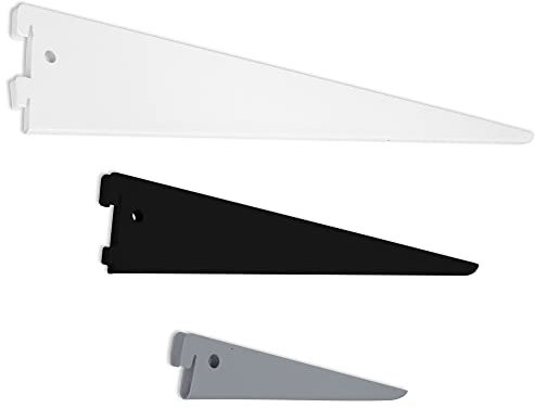 ib style® 1 Stück Regalbodenträger | Regalträger Raster 50mm | 2-reihig | 17cm silbermatt