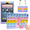 iZi Way Pop It Tablet-Schutzhülle für Amazon Fire HD 8 (8. und 7. Generation, Version 2018/2017), Fidget-Spielzeug, Popit-Puppe, Push-Luftpolsterfolie, niedliche Silikon-Abdeckung mit Ständer
