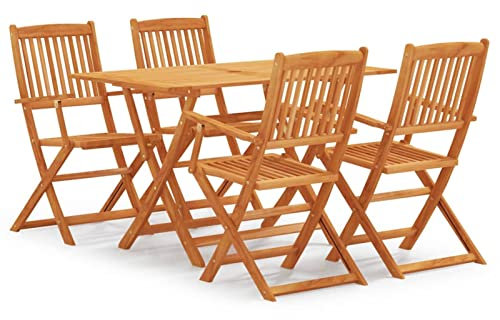 Susany 5-TLG. Sitzgruppe Holz Klappbar Garten Essgruppe Sitzgarnitur Holz Gartenmöbel Set Essgruppe Garten-Essgruppe Klappbar Massivholz Eukalyptus