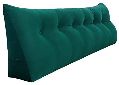 VERCART Rückenkissen Bett Rückenlehne Keilkissen Kopfteil Gepolstert Lesekissen Wandkissen Lendenkissen für Couch, Groß Sofakissen Kopfkissen, Stützkissen, Nackenkissen Samt Bezug Blauer See 180cm