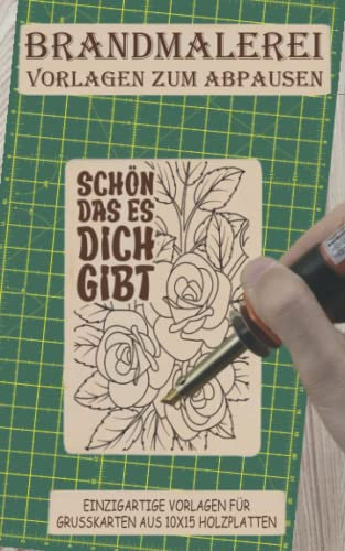 Brandmalerei Vorlagen zum Abpausen: Einzigartige Vorlagen für Grußkarten aus 10×15 cm Holzplatten. Vorlagen zum Abpausen, Brandmalen und nach Wunsch Ausmalen.