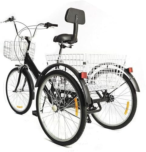 HaroldDol 24 Zoll Dreirad Für Erwachsene, 7 Gang 3 Rad Fahrrad Mit Einkaufskorb, Lastenfahrrad Shopping, Geschenke