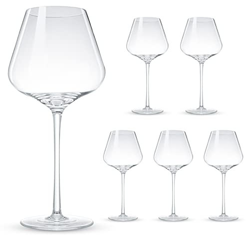 Bicchiere da vino in cristallo, set di 6 bicchieri grandi da vino rosso o bianco, calici da vino eleganti, durevoli e cristallini, bicchieri da vino rosso in cristallo, bicchieri da vino rosso 550 m