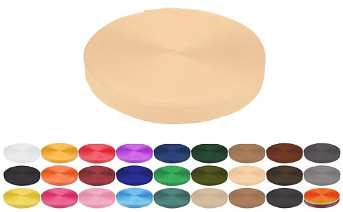 Gurtband 5 Meter aus Polypropylen PP- Gurtband Taschengurtband Breiten 20 mm 25 mm 30 mm 40 mm zur Auswahl (hier Hellbeige 40 mm)