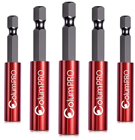 ColumPRO 5 STÜCKE 60MM magnetischer Bit-Halter für Schlagschrauber, 1/4 Zoll Sechskantschaft S2 Stahl magnetische Schraubendreherverlängerung, gerade ohne Biegen der Bohrerverlängerung