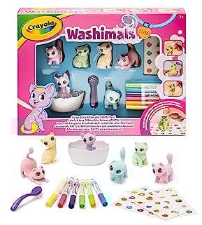Crayola - Washimals Pets - Aktivitätsset mit Stickern in Pastellfarben, zum Ausmalen und Baden von Tierbabys, Spiel und Geschenk für Kinder, ab 3 Jahren, 74-7515