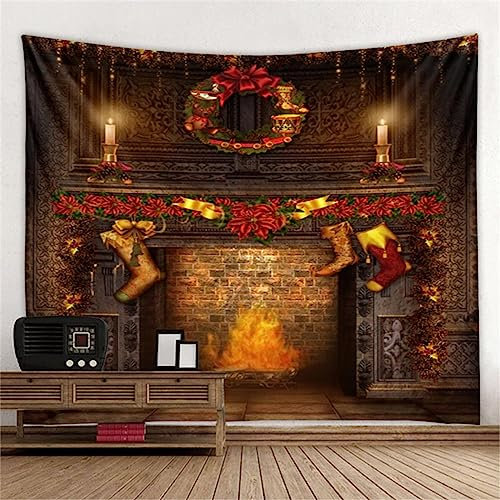 MEKPAM Wandteppichwandteppichweihnachtsteppich Weihnachtskamin Weihnachtsbaumteppich Dekoration Wandverkleidung Weihnachten Neujahr Dekoration Teppich 200x150cm
