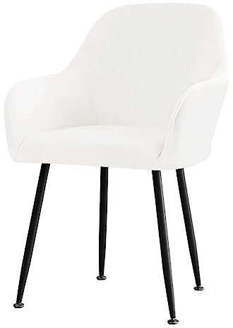 CLGTY Samt Stuhlhussen Mit Armlehne Moderne, Weich Abnehmbar Stuhlhussen Moderne Hussen Für Stühle Für Esszimmer-Weiß-1 Stück