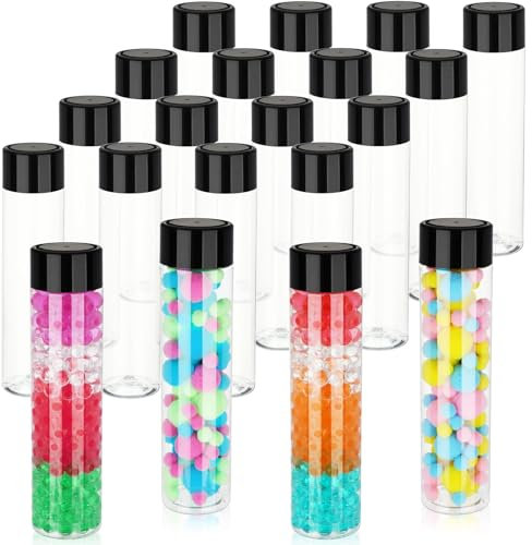 Hoolerry 16 Pieces Empty Plastic Juice Bottles Bulk Water Bottles with Lids Reusable Sensory Bottles Reusable Drink Containers for Milk Tea Beverages Sensory Classroom Party Supply (black, 11.8 Oz)