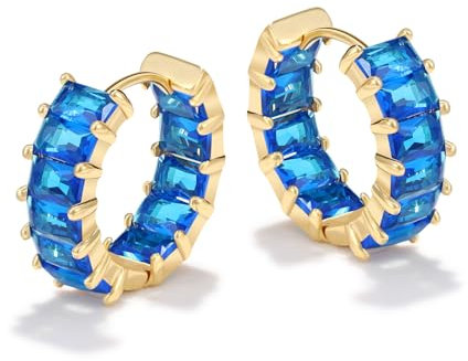 MESOVOR Creolen Ohrringe mit Zirkonia für Damen, 18 Karat Vergoldete Mehrfarbige Zirkonia-Ohrringe, Schmuck, Geschenke für Frauen und Mädchen (Königsblau)