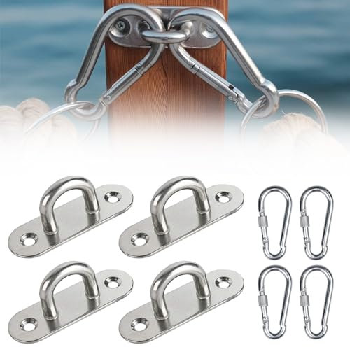 KARELLS Piastre per Occhielli in Acciaio Inox, Placca Occhiello Eye Piastra, 4 Pezzi Gancio per Soffitto, Piastre ad Occhiello in Acciaio Inox, Per Sedie Sospese, Tende Da Sole E Molto Altro Ancora