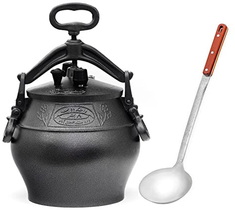 4BIG.fun Kazan Oriental 5L (4.6L) con mestolo in alluminio Kazan arrosto pentola Asia Gulasch decorativo pentola per carne campeggio