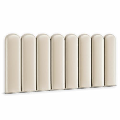 Muralo Wandkissen Gepolstert, Kunstleder, Wandpolster - 20x80 cm, Creme | Wandpaneel, ideal als Bettkopfteil oder Lendenkissen - für Schlafzimmer und Wohnzimmer, einfache Anbringung mit Montagekleber
