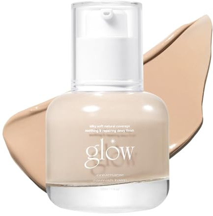 glow breathable blemish balm #one, medium-coverage bb cream & tinted moisturizer, skincare-like finish with green tea leaf water infusion, healthy radiant non-comedogenic, 1 fl oz