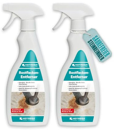 HOTREGA Rostflecken Entferner 500ml Rostfleckenentferner Rostflecken entfernen Rostentferner für alle Steinflächen (2 Stück)