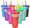ZoneYan Lot de 9 Gobelets en Plastique avec Couvercle et Paille, 16 oz Tasse à Couleurs Changeantes, Tasse de Voyage, Gobelets à Smoothie Plastique Reutilisable pour Enfants Adultes Plage Fête