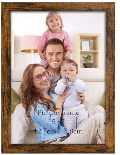 Giftgarden Braun Bilderrahmen 13x18 cm - Rustikaler Kunststoff Fotorahmen für 13x18 Fotos und Bilder, Wand- oder Tischaufsteller - Einzel Rahmen