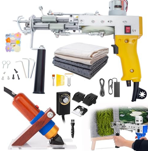 HAVVMK Teppich-Tufting-Pistolen-Set für Anfänger, Tufting-Pistole + Teppichschneider + 1,8 m Tufting-Tuch + Bürste/Schaber + Fusselentferner für Fußmatten, Schnittflor und Schlingenflor 2