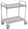 HOMCOM Carrito Auxiliar con Ruedas de Acero Inoxidable 70,5x40,5x81 cm Carrito de Cocina con Bandejas y 2 Brazos Carga 100 kg para Comedor Hotel Salón de Belleza Plata