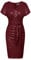GRACE KARIN V-Ausschnitt, weinrot, glitzernd Kleid, figurbetontes Bleistiftkleid mit Hüftwickel für Damen, Abendkleid, Weinrot L