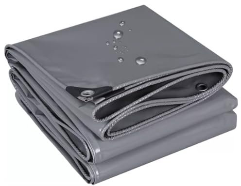 Lona impermeable de PVC resistente de 1 x 4 m, lona gris para jardín, camping, doble cara, multiusos, con ojales