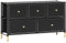 HOMCOM Chest of Drawers, 5 Drawer Fabric Dresser with PU Leather Surface, Steel Frame, Storage Organizer Unit for Bedroom, Living Room, Hallway, Closet, Easy to Assemble, Black