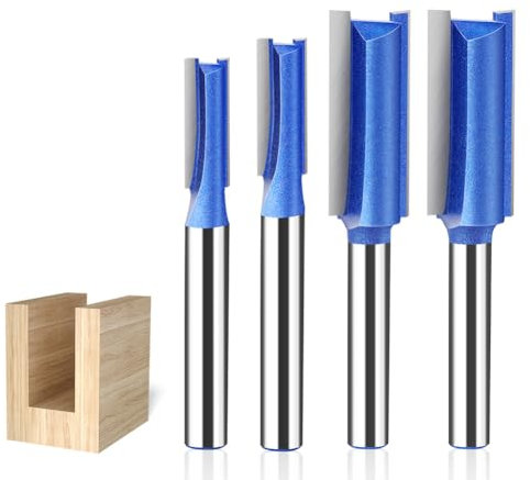 WSOOX Professional Nutfräser Set 4 Stück Fräser für Oberfräse mit 6mm Schaft Holzfräser Ø1/4,5/16,3/8,1/2