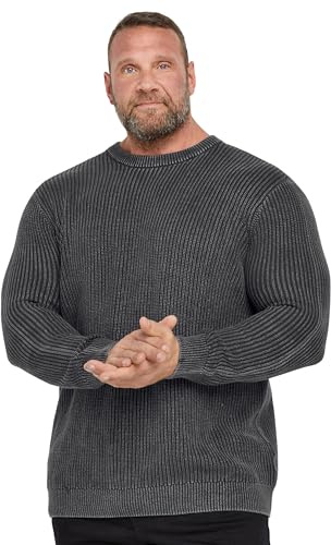 BadRhino Big & Tall Charcoal Acid Wash Jumper - Men's - Plus Size Curve