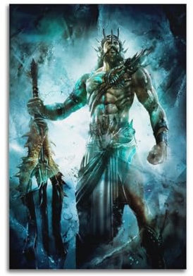 VBYTAXTWJ Poseidon und God of War 3 Poster, dekoratives Gemälde, Leinwand, Wandposter und Kunstdruck, moderne Familienschlafzimmer-Dekoration, Poster, 30 x 45 cm