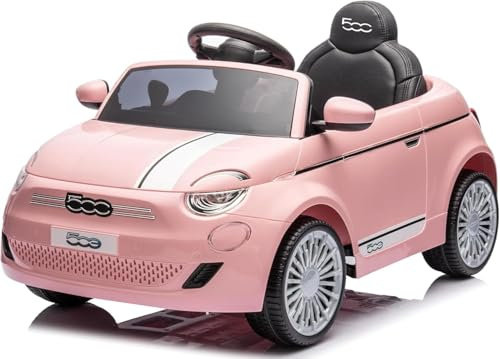 Macchina Elettrica per Bambini 12V Fiat 500 Auto Giocattolo Full Optional con Telecomando Parentale Soft Start e Cintura di Sicurezza Rosa