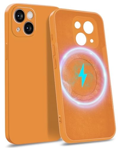 MyGadget Hülle für Apple iPhone 13 [ kompatibel mit MagSafe | 4-Layer-Struktur Schutzhülle ] - Handyhülle mit Kameraschutz - Cover mit Innenfutter - Orange