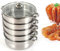 28 cm Vaporera Integrada de 5 Capas Fabricada en Ecero Inoxidable Vaporera de Cocina Plata
