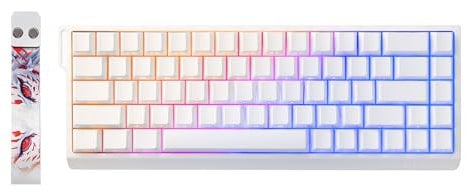 YUNZII x MADLIONS MAD68 HE Activa rápidamente el Teclado de Juego mecánico magnético de Cable 60% Interruptor de Efecto Hall de accionamiento Ajustable, Tapa de Clave PBT RGB Plug (Blanco)