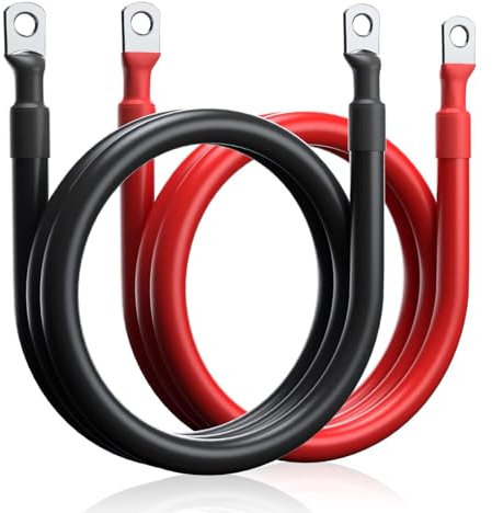 AGTEHBZ Cavi Batteria Auto 35 mm² - 2AWG con Terminali a Occhiello M10 per Camion, Moto, Barche e Impianti Solari, Cavi Rosso e Nero ad Alta Efficienza per Connessioni Stabili e Sicure