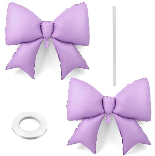 2 Stk Große Schleifenballons, Partydekorationen mit Schleifenmotiv Elegante Koketten Luftballons für Koketten Geburtstag Hochzeit Verlobungsfeier Dekoration (Lila)