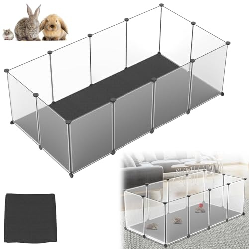 UISEBRT Freigehege mit Bodenplatten und wasserfester Komfort‑Matte, 12PC Set, modularer Laufstall, 143×73×46 cm – für Kleintiere & Welpen, Hundebox, Kaninchenkäfig, Freilaufgehege für Hunde