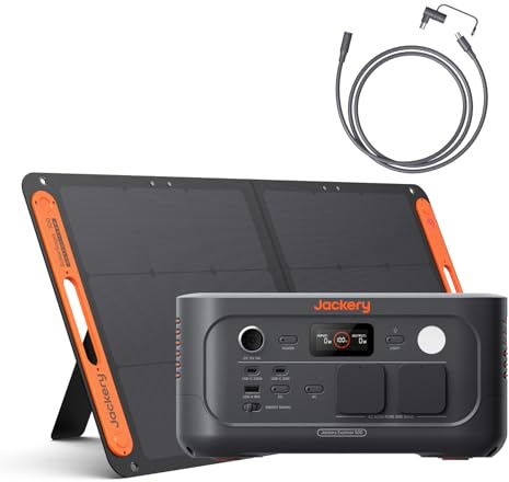 Jackery E500 v2 Estación de Energía con 100W Panel Solar y Cable de 5M | 512Wh/500W (Max 1000W) LFP Batería,1,3H Carga Rápida, Ligera Generador Solar Portátil para Camping