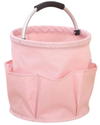 ENWWCH Tragbarer Aufbewahrungskorb, Einkaufskorb, Faltbarer Gartengerätekorb, Picknickkorb, Strandtasche, Wäschebeutel Für Gartenzubehör(Pink)