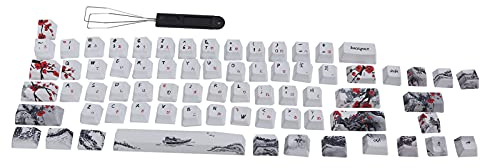 Tastenkappen PBT, 5-seitige Sublimation, 71 Tasten, Tastaturkappen, ultradick, langlebig, angenehme Haptik, für mechanische optische Tastaturen RK61 Gans Alt61 IKBC Poker Anne Pro (Englisch-Japanisch)