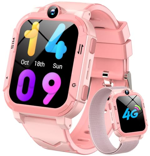 Blackview 4G Kids Smart Watch for Boys Girls, GPS+LBS+Wi-Fi Tracker, SOS Call/Video Call/Phone Call/Voice Chat, Sleep Monitor, Pedometer, Class Mode, Camera, Games, Birthday Toys for 5-12 Year Olds