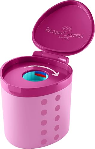 FABER-CASTELL - Spitzdose Grippy mit Schneidschutz Pink | Anspitzer mit Behälter, für extra dicke Buntstifte mit 17,8 mm Durchmesser